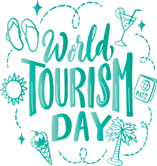 Transparent World Tourism Day Logo Green Text for Tourism Day for World Tourism Day