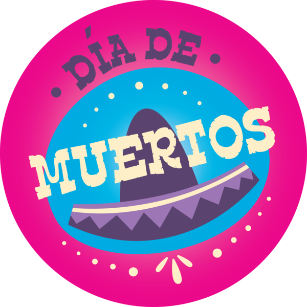 Transparent Day of the Dead Logo label.m Circle for Día de Muertos for Day Of The Dead