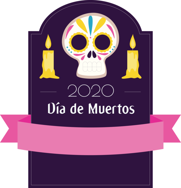 Transparent Day of the Dead Logo Font Purple for Día de Muertos for Day Of The Dead