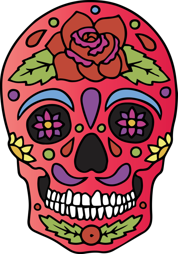 Transparent Cinco de mayo Headgear Flower Pink M for Mexican Skull for Cinco De Mayo