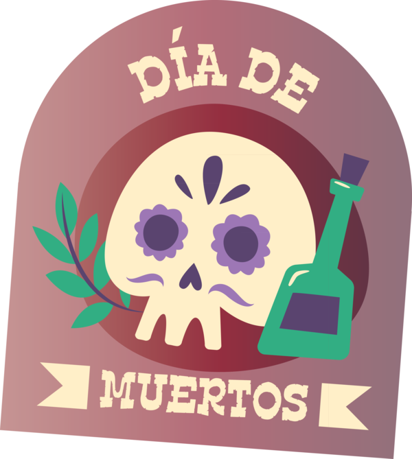 Transparent Day of the Dead Logo Font Pink M for Día de Muertos for Day Of The Dead