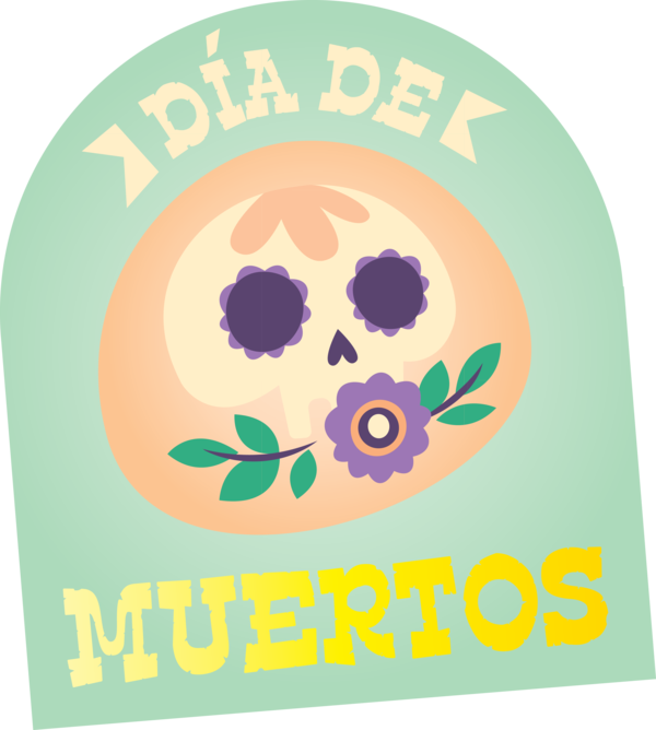 Transparent Day of the Dead Logo label.m Flower for Día de Muertos for Day Of The Dead