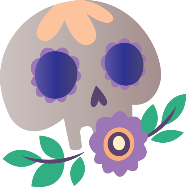Transparent Day of the Dead Design Flower Purple for Día de Muertos for Day Of The Dead