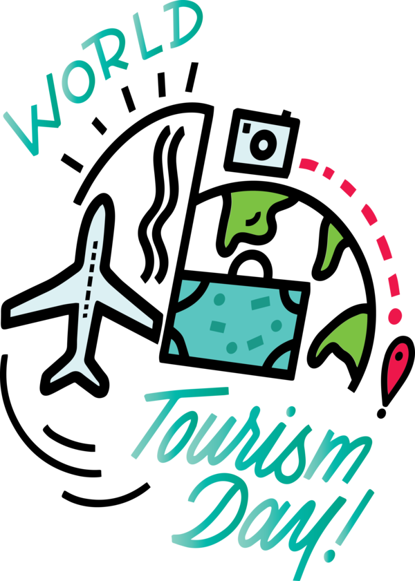 Transparent World Tourism Day Logo Green Line for Tourism Day for World Tourism Day