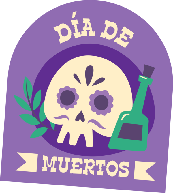 Transparent Day of the Dead Logo Purple Area for Día de Muertos for Day Of The Dead