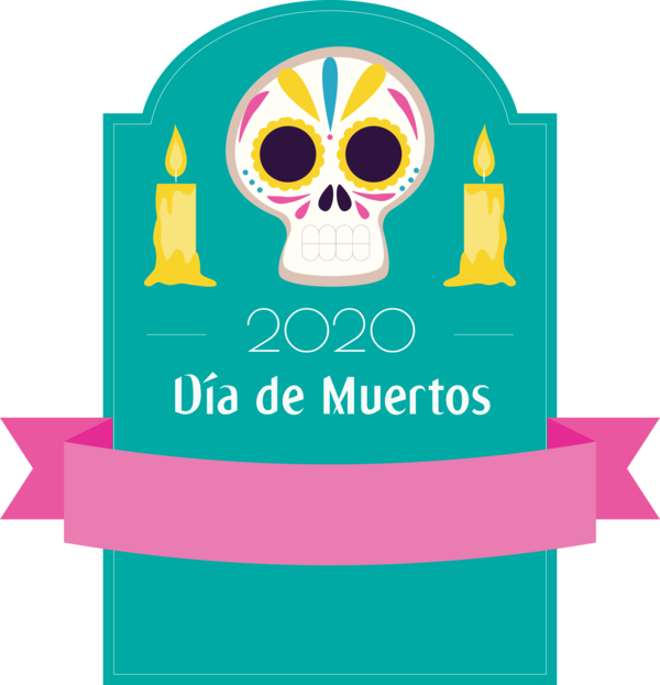 Transparent Day of the Dead Logo Yellow Line for Día de Muertos for Day Of The Dead