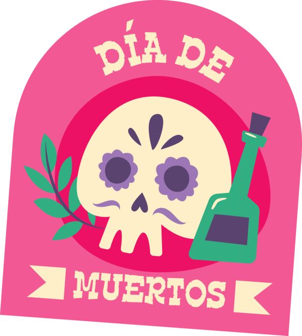 Transparent Day of the Dead Logo Design Pink M for Día de Muertos for Day Of The Dead