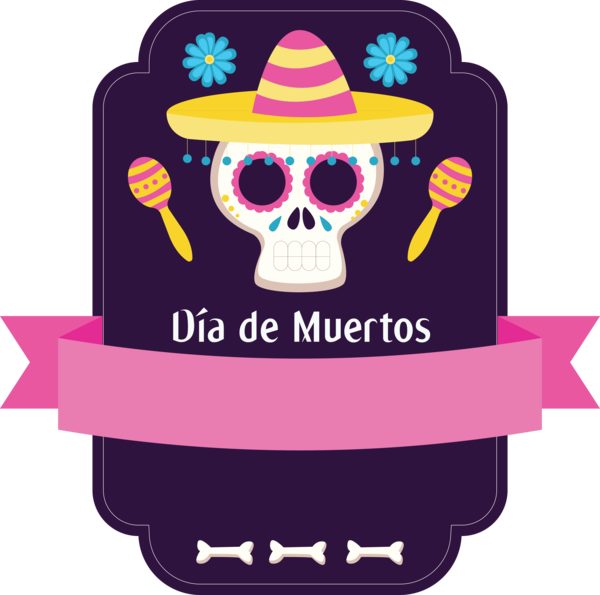 Transparent Day of the Dead Sombrero Logo for Día de Muertos for Day Of The Dead