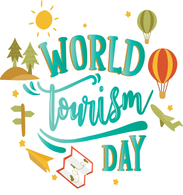 Transparent World Tourism Day Balloon Logo Yellow for Tourism Day for World Tourism Day