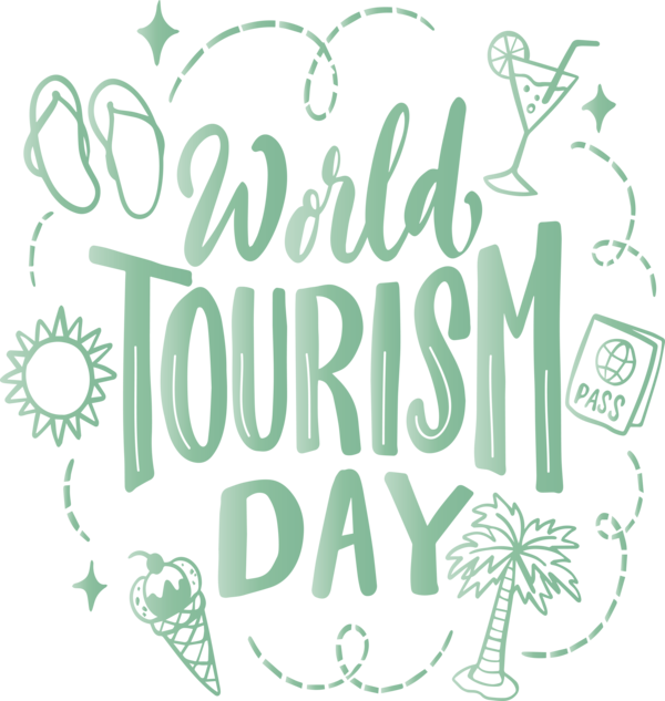Transparent World Tourism Day Floral design Logo Calligraphy for Tourism Day for World Tourism Day