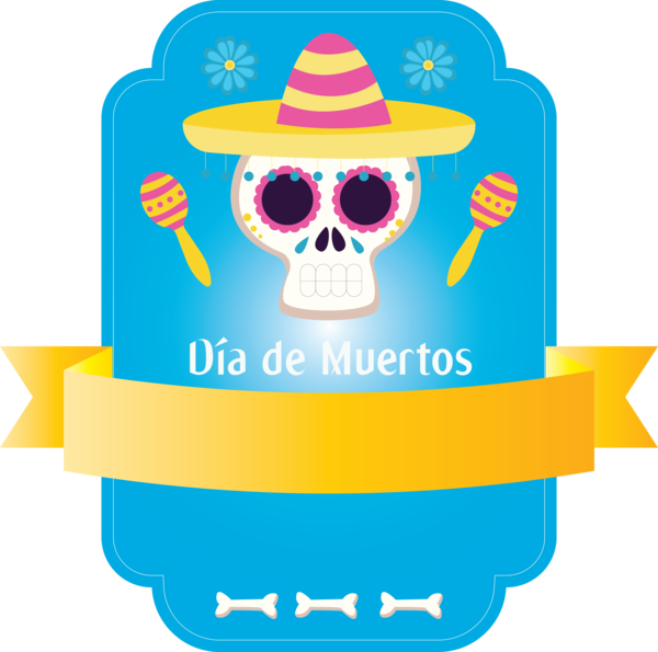 Transparent Day of the Dead Hat Party hat Yellow for Día de Muertos for Day Of The Dead