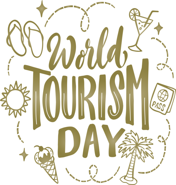 Transparent World Tourism Day Logo Font Calligraphy for Tourism Day for World Tourism Day