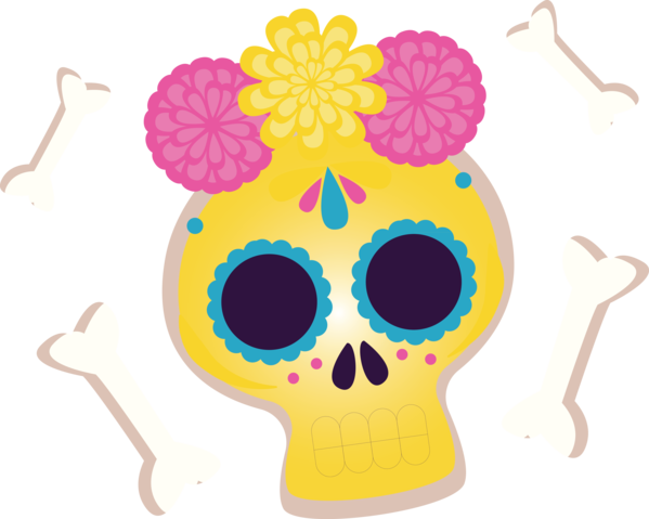 Transparent Day of the Dead Yellow Pattern Meter for Día de Muertos for Day Of The Dead