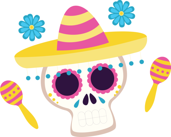 Transparent Day of the Dead Sombrero Party hat Hat for Día de Muertos for Day Of The Dead