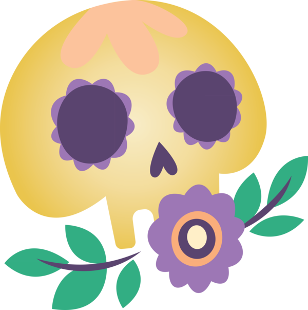 Transparent Day of the Dead Floral design Yellow Font for Día de Muertos for Day Of The Dead