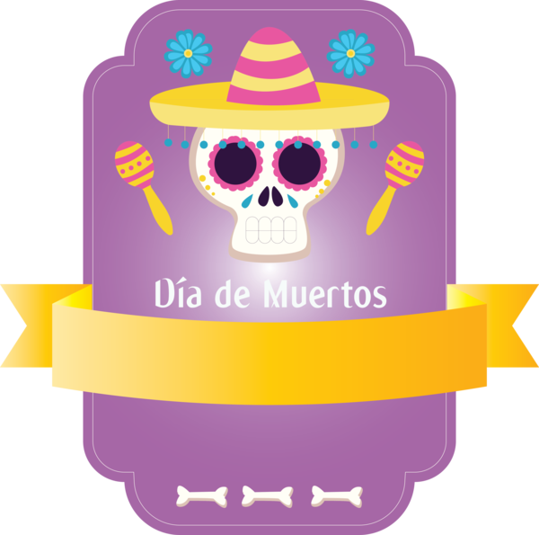 Transparent Day of the Dead Hat Party hat Yellow for Día de Muertos for Day Of The Dead