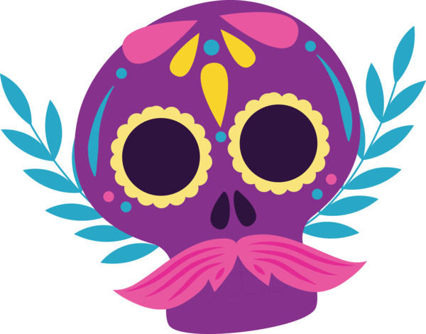 Transparent Day of the Dead Flower Purple Pattern for Día de Muertos for Day Of The Dead