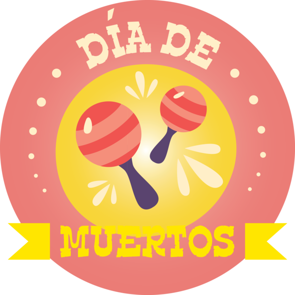 Transparent Day of the Dead Circle Logo Pink M for Día de Muertos for Day Of The Dead