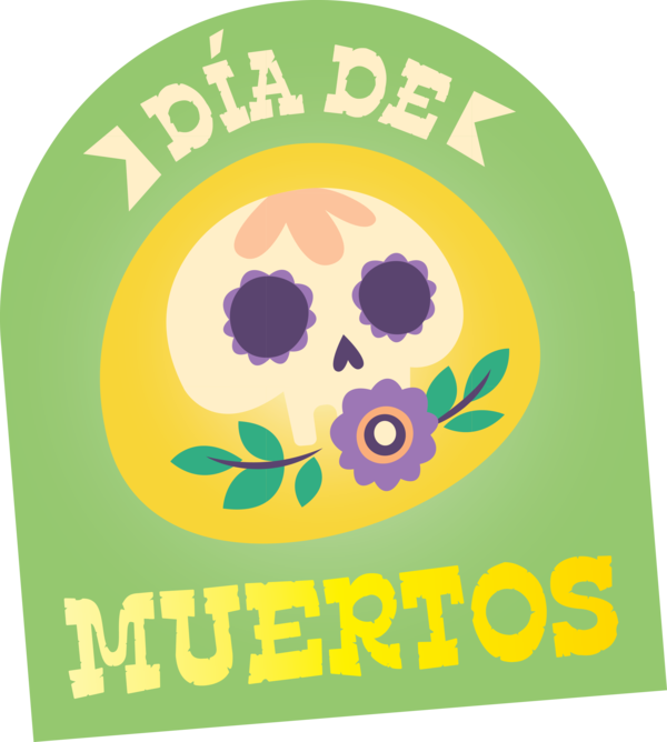 Transparent Day of the Dead Logo Green Flower for Día de Muertos for Day Of The Dead