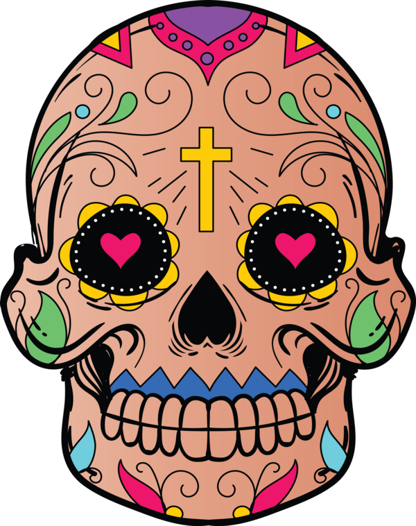 Transparent Day of the Dead Cross for Calavera for Day Of The Dead