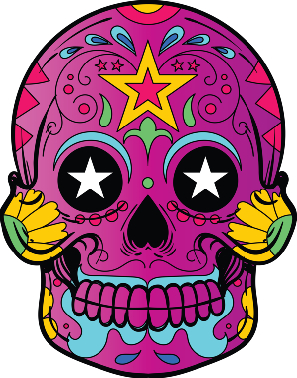 Transparent Day of the Dead Pink M Pattern for Calavera for Day Of The Dead