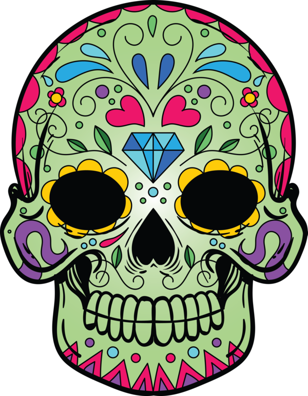 Transparent Day of the Dead Calavera Skull art T-shirt for Calavera for Day Of The Dead