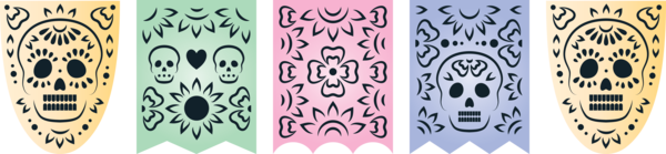 Transparent Day of the Dead temporary tattoo Pattern Font for Mexican Bunting for Day Of The Dead