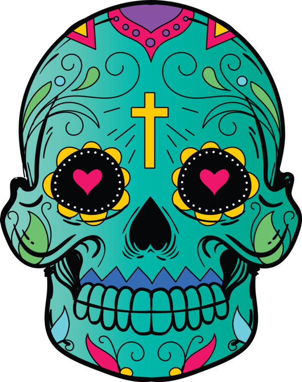 Transparent Day of the Dead Green Pattern for Calavera for Day Of The Dead