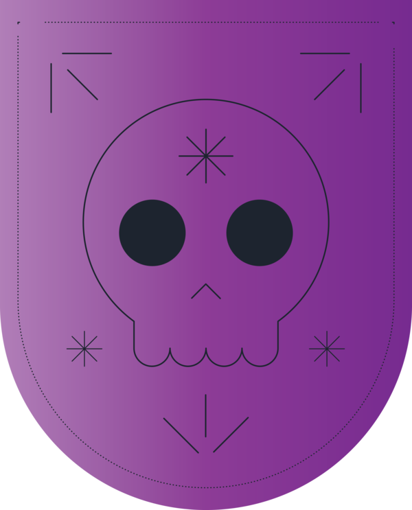 Transparent Day of the Dead Cartoon Purple Pattern for Mexican Bunting for Day Of The Dead
