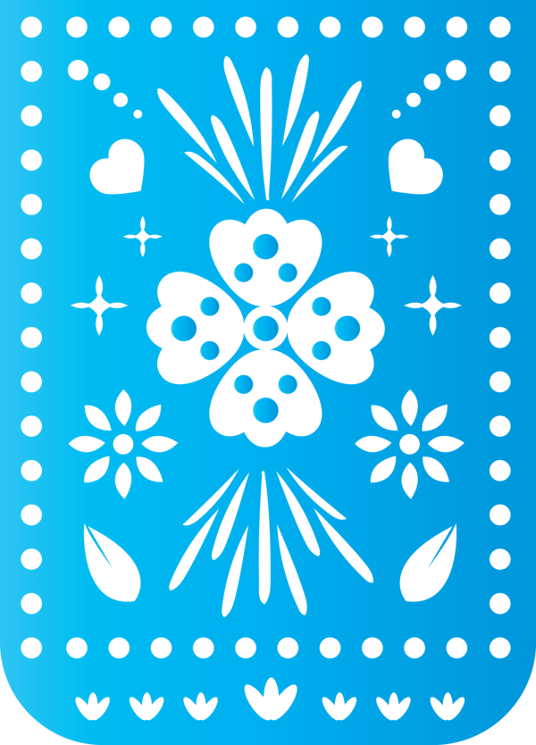 Transparent Day of the Dead Flower Pattern Line for Mexican Bunting for Day Of The Dead