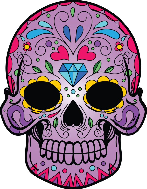 Transparent Day of the Dead Visual arts Pink M Pattern for Calavera for Day Of The Dead
