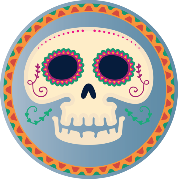 Transparent Day of the Dead Circle Area Pattern for Día de Muertos for Day Of The Dead