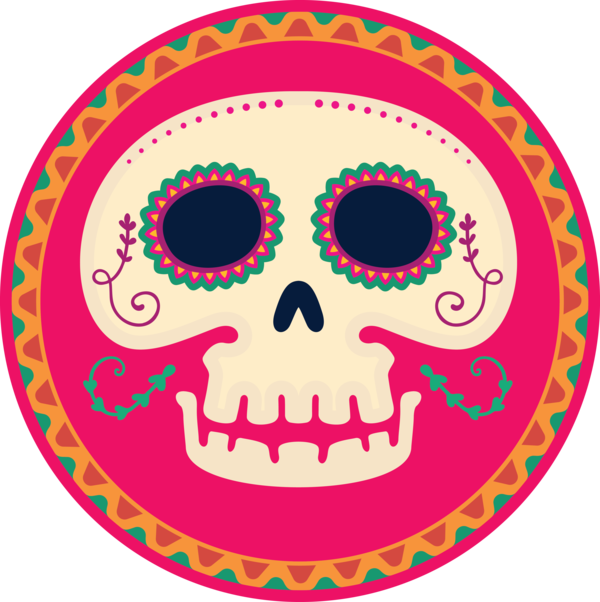 Transparent Day of the Dead Pink M Pattern Area for Día de Muertos for Day Of The Dead