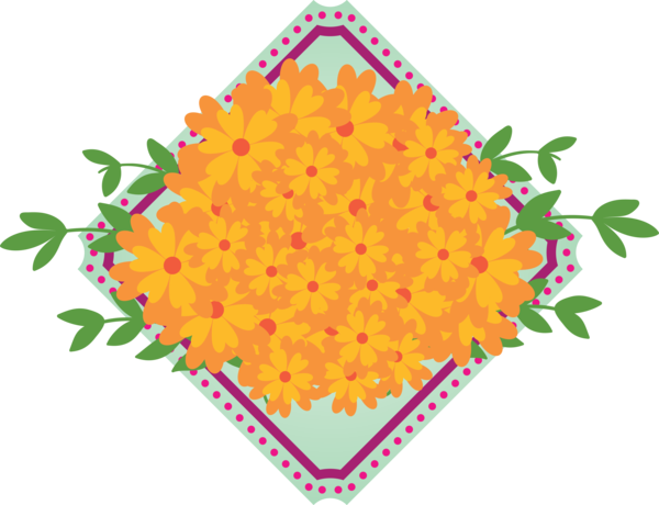 Transparent Day of the Dead Floral design Yellow Line for Día de Muertos for Day Of The Dead