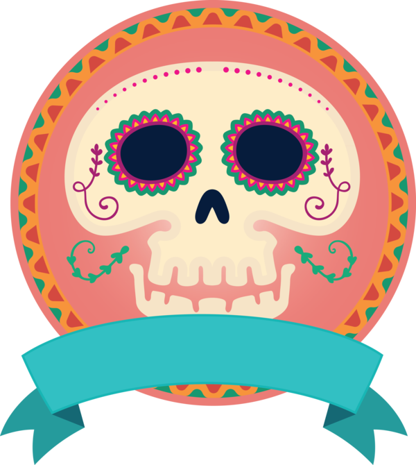 Transparent Day of the Dead Pattern Area Line for Día de Muertos for Day Of The Dead