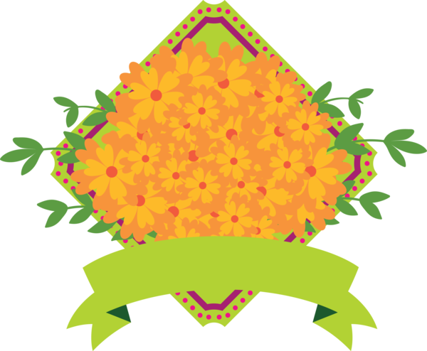 Transparent Day of the Dead Floral design Yellow Pattern for Día de Muertos for Day Of The Dead