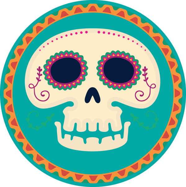 Transparent Day of the Dead Pattern Line Area for Día de Muertos for Day Of The Dead