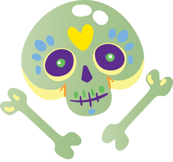 Transparent Day of the Dead Green Line Design for Día de Muertos for Day Of The Dead