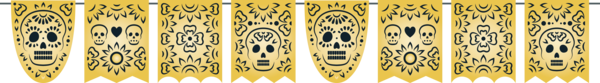 Transparent Day of the Dead Yellow Pattern Font for Mexican Bunting for Day Of The Dead