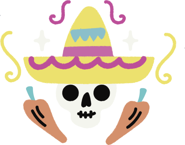 Transparent Day of the Dead Hat Line Meter for Calavera for Day Of The Dead