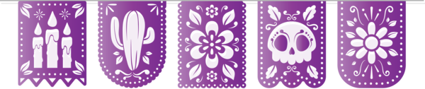 Transparent Day of the Dead Template Design for Mexican Bunting for Day Of The Dead