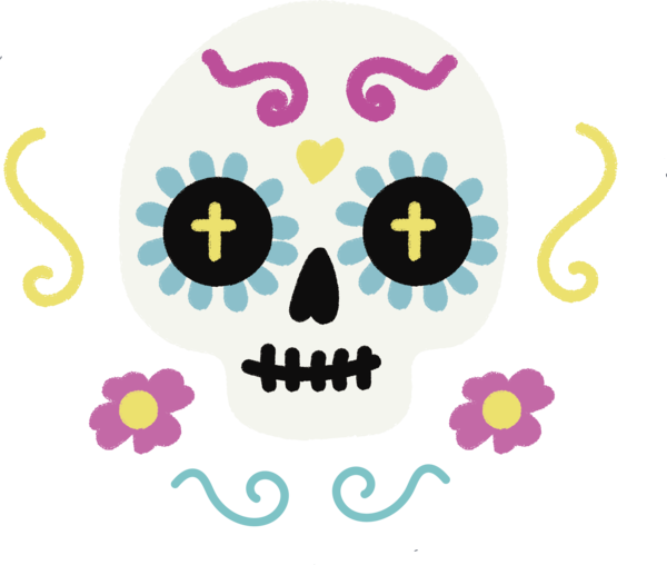 Transparent Day of the Dead Logo Pattern Purple for Calavera for Day Of The Dead