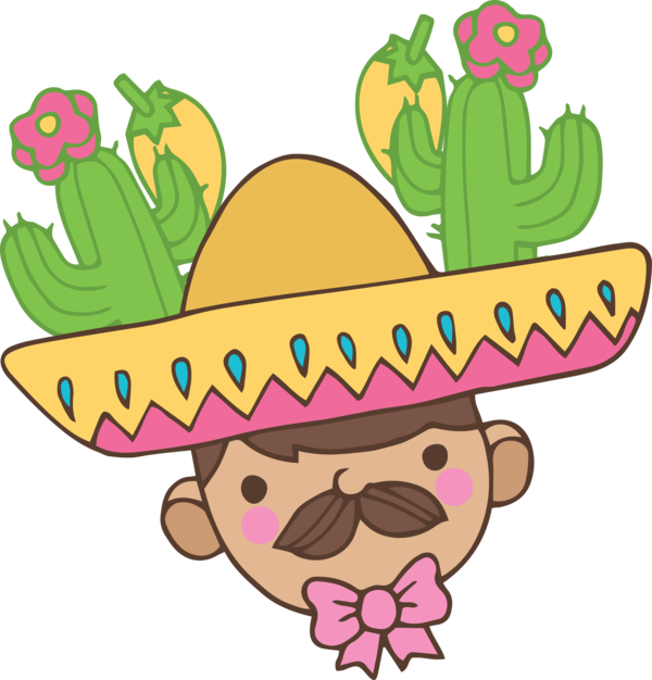 Transparent Cinco de mayo Cartoon Plants Hat for Fifth of May for Cinco De Mayo