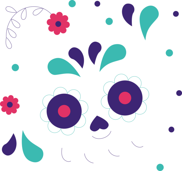 Transparent Day of the Dead Floral design Petal Leaf for Calavera for Day Of The Dead