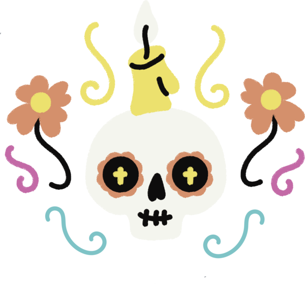Transparent Day of the Dead Design Cartoon Flower for Calavera for Day Of The Dead