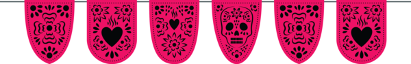 Transparent Day of the Dead Pink M Font Pattern for Mexican Bunting for Day Of The Dead