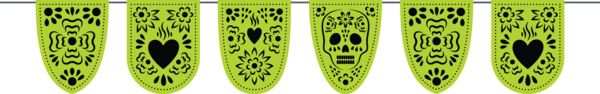Transparent Day of the Dead Green Font Meter for Mexican Bunting for Day Of The Dead