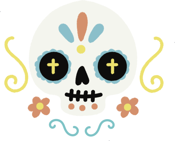 Transparent Day of the Dead Logo Yellow Pattern for Calavera for Day Of The Dead