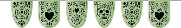 Transparent Day of the Dead Green Font Meter for Mexican Bunting for Day Of The Dead