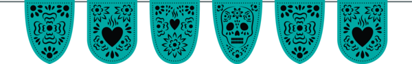 Transparent Day of the Dead Turquoise Teal Pattern for Mexican Bunting for Day Of The Dead